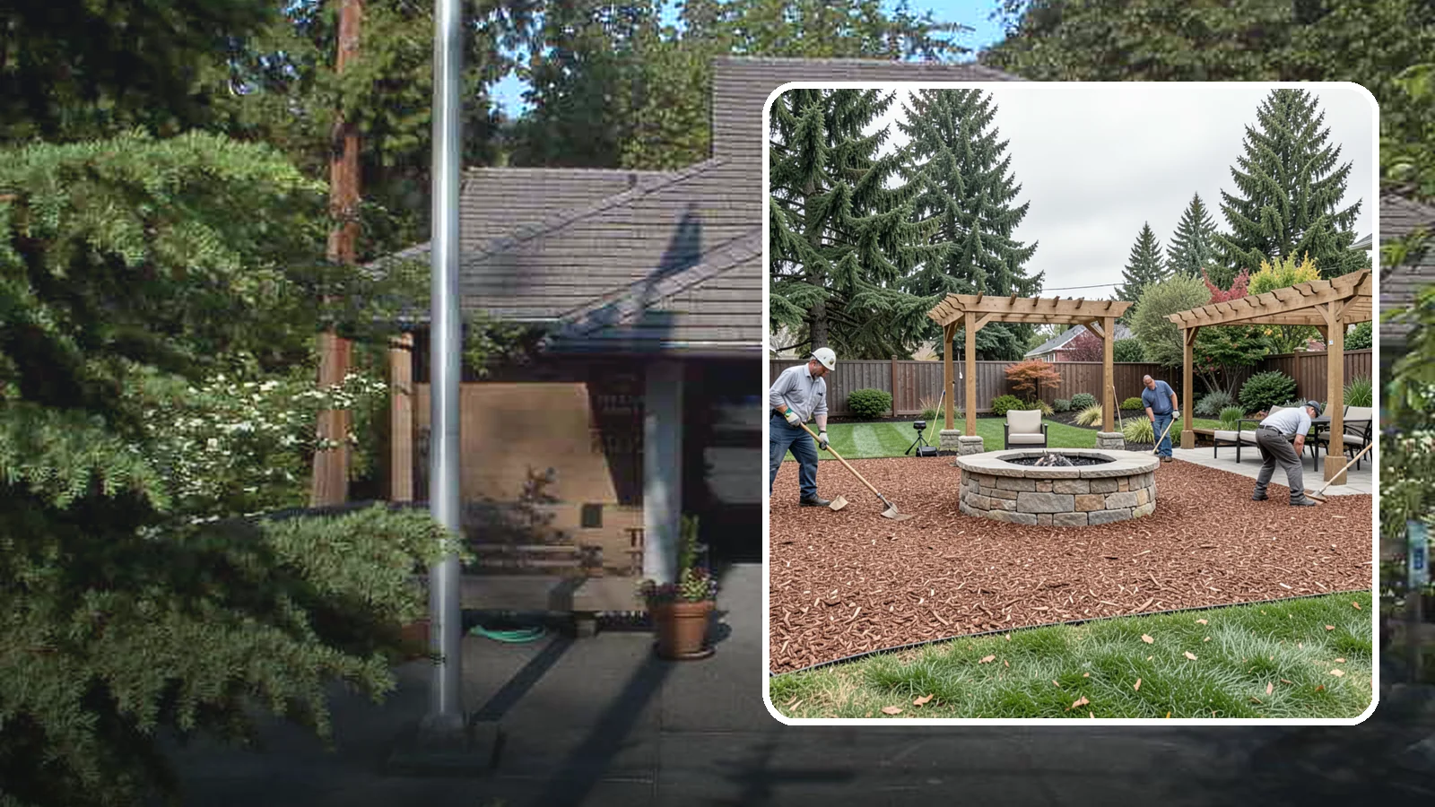 Arborist Wood Chip Installation in Yarrow Point, King County, WA - We install fresh arborist wood chips that build soil naturally and make an economical, sustainable mulch for large areas.