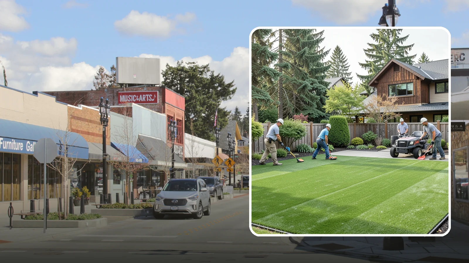 Artificial Turf Installation in Bothell, King County, WA - Premium artificial turf that gives you a lush, green lawn year-round with no mowing, watering, or mud.