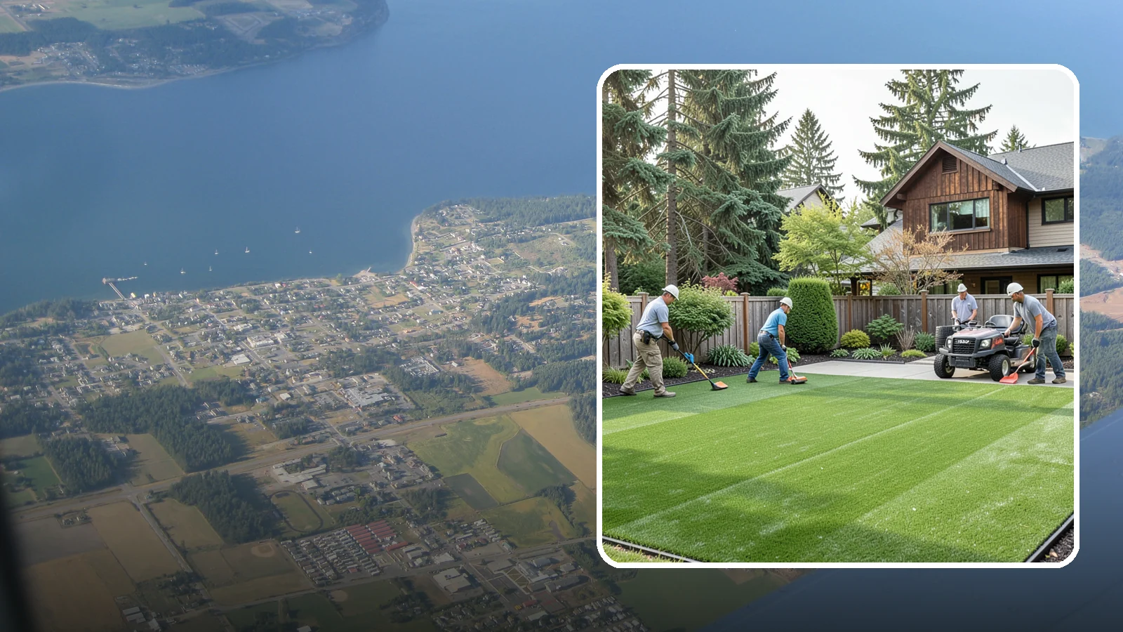 Artificial Turf Installation in Coupeville, Island County, WA - Premium artificial turf that gives you a lush, green lawn year-round with no mowing, watering, or mud.