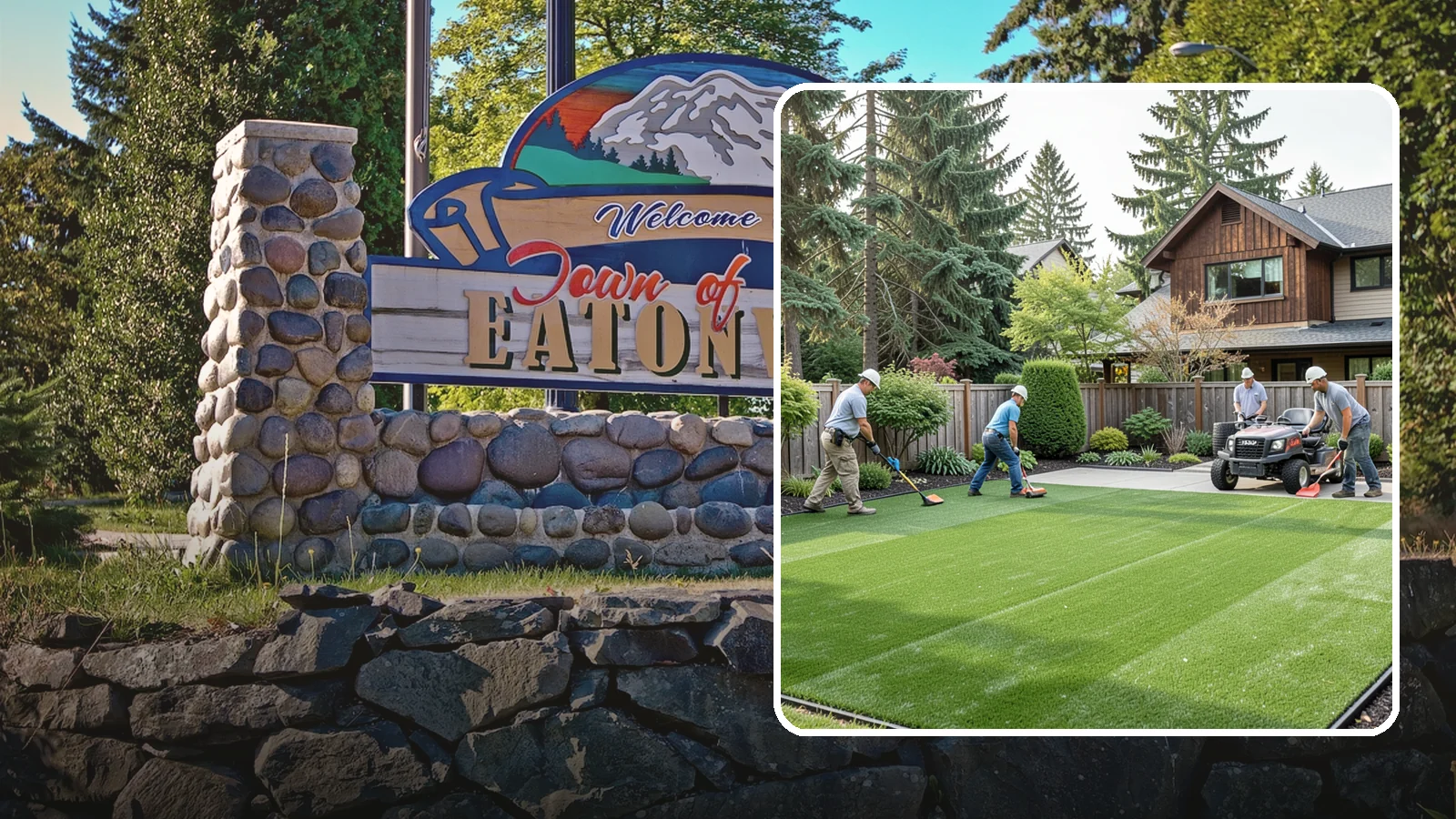 Artificial Turf Installation in Eatonville, Pierce County, WA - Premium artificial turf that gives you a lush, green lawn year-round with no mowing, watering, or mud.