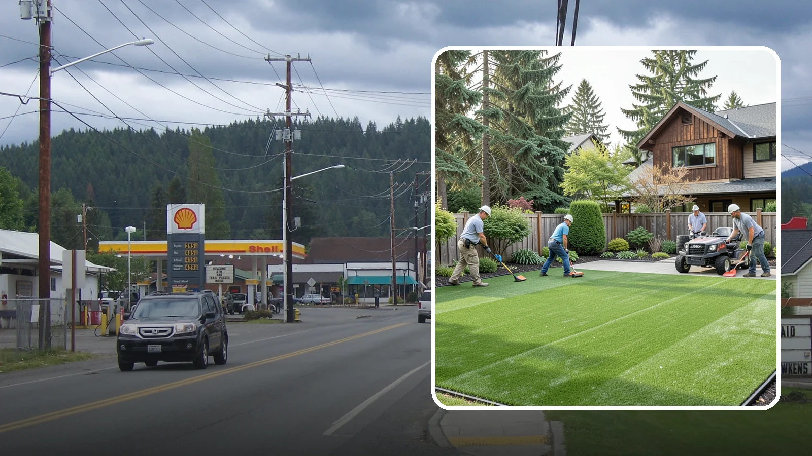 Artificial Turf Installation in Granite Falls, Snohomish County, WA - Premium artificial turf that gives you a lush, green lawn year-round with no mowing, watering, or mud.
