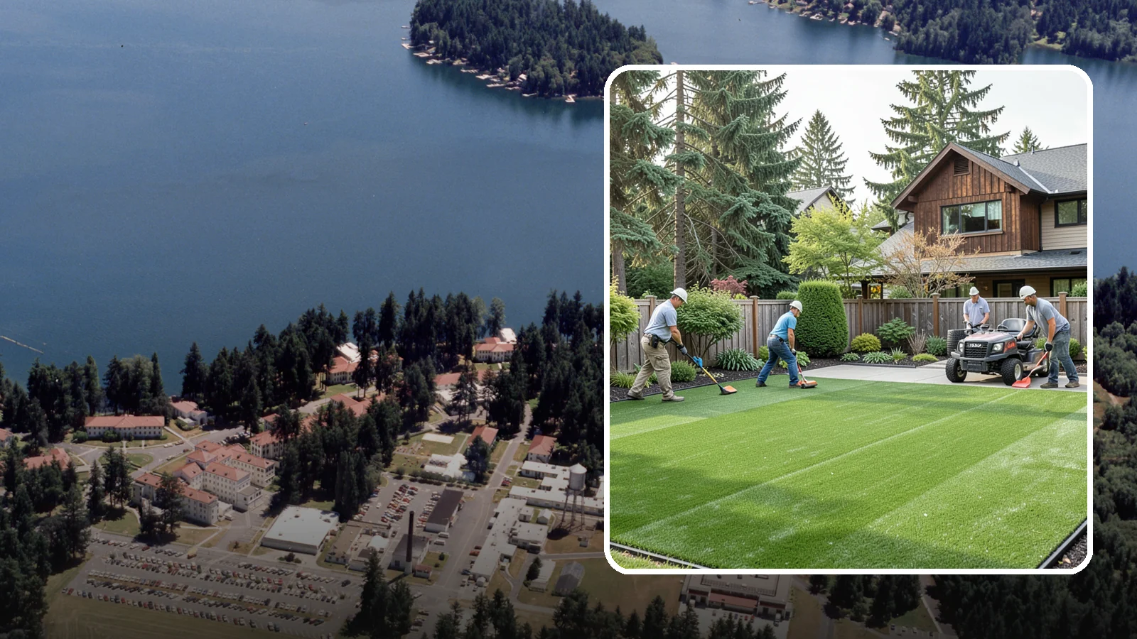Artificial Turf Installation in Lakewood, Pierce County, WA - Premium artificial turf that gives you a lush, green lawn year-round with no mowing, watering, or mud.