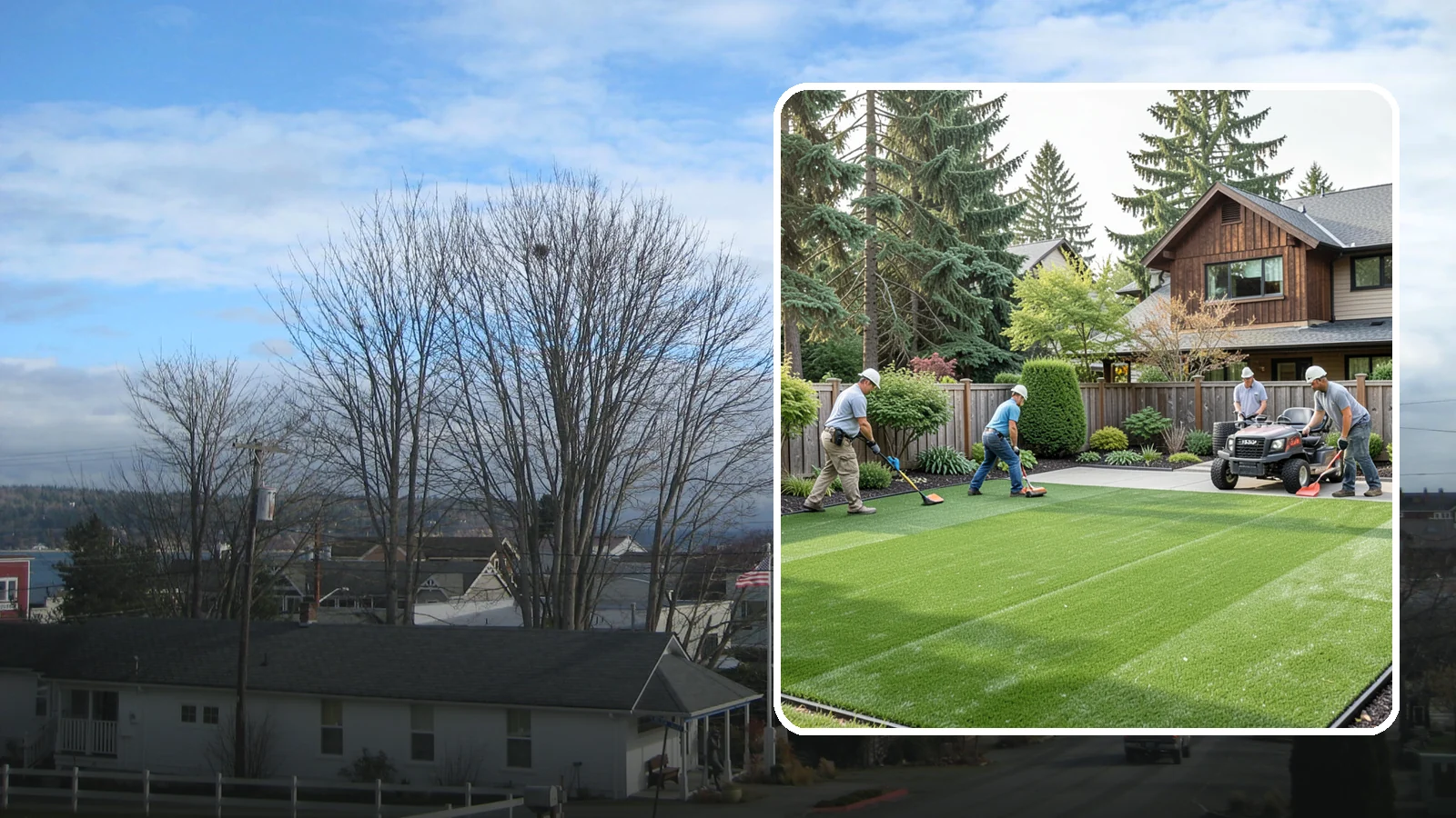 Artificial Turf Installation in Langley, Island County, WA - Premium artificial turf that gives you a lush, green lawn year-round with no mowing, watering, or mud.