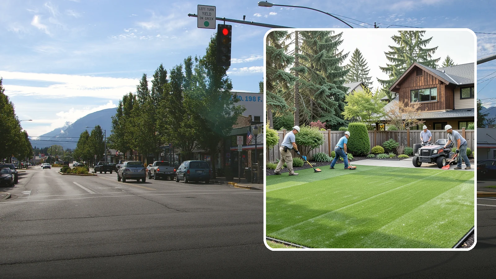 Artificial Turf Installation in North Bend, King County, WA - Premium artificial turf that gives you a lush, green lawn year-round with no mowing, watering, or mud.
