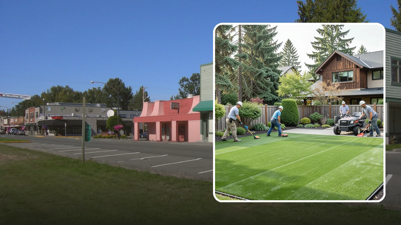 Artificial Turf Installation in Snoqualmie, King County, WA - Premium artificial turf that gives you a lush, green lawn year-round with no mowing, watering, or mud.