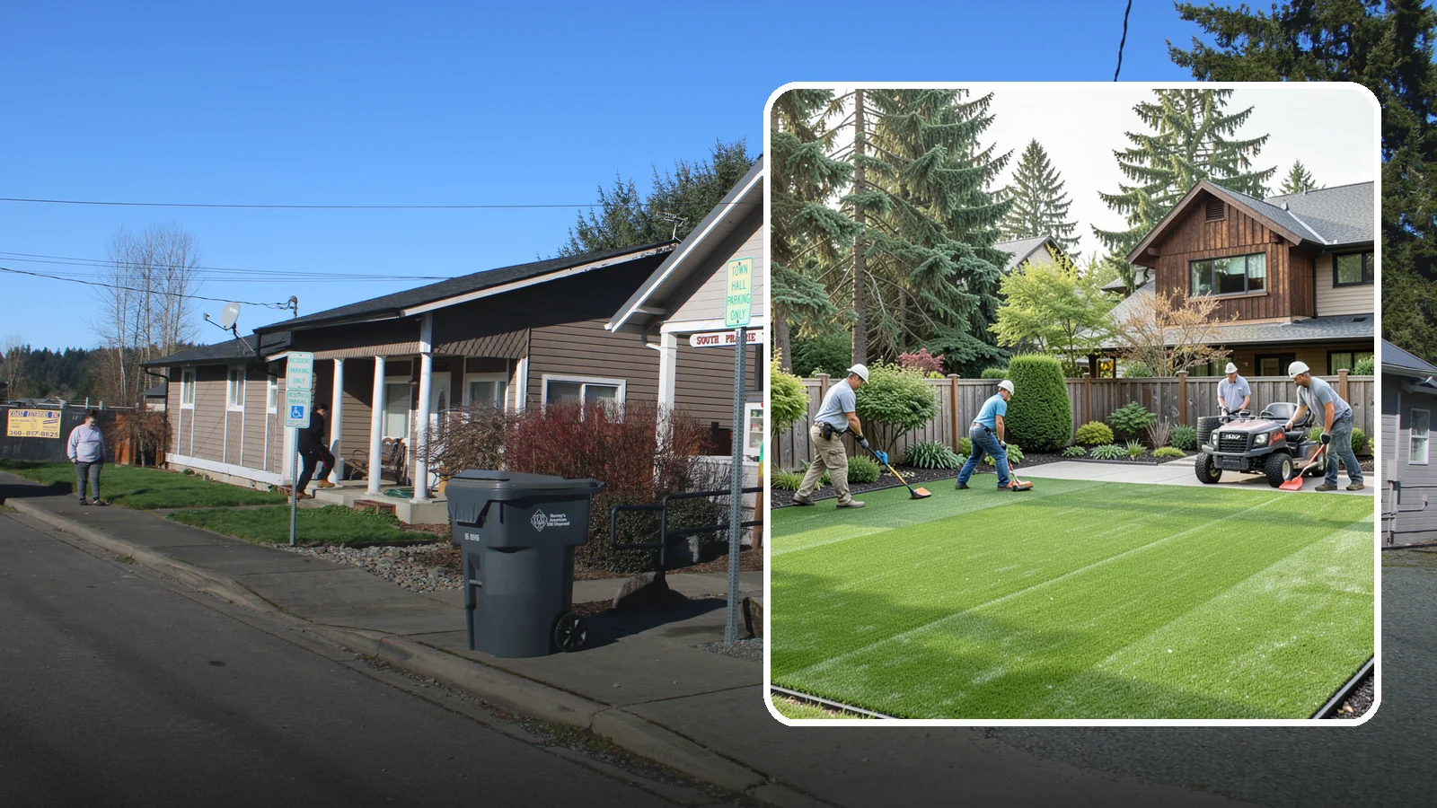 Artificial Turf Installation in South Prairie, Pierce County, WA - Premium artificial turf that gives you a lush, green lawn year-round with no mowing, watering, or mud.