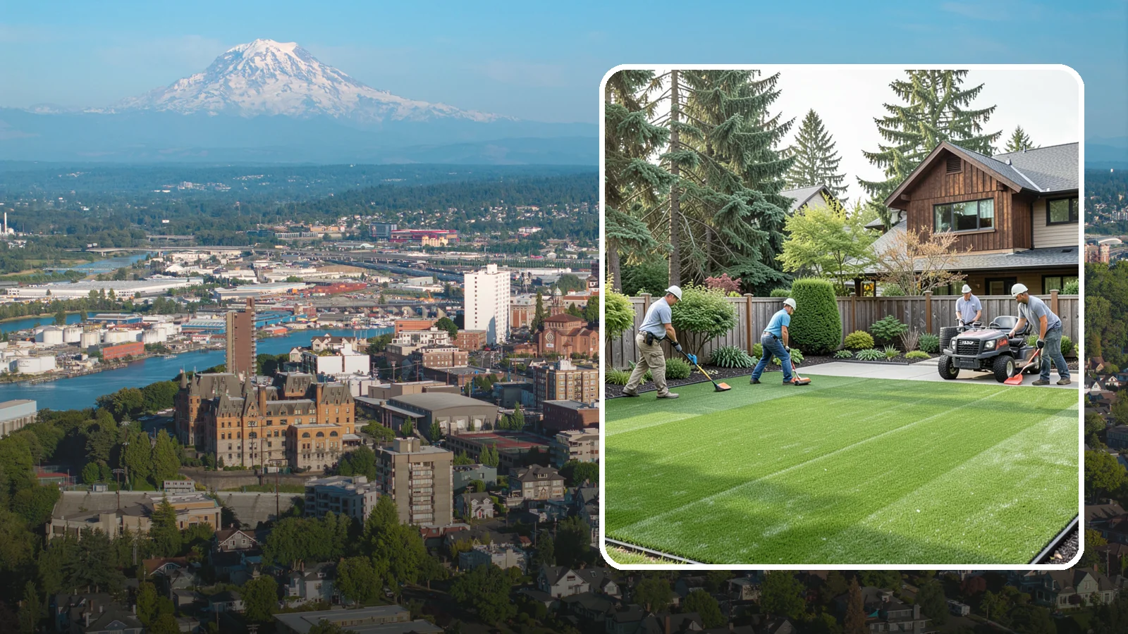 Artificial Turf Installation in Tacoma, Pierce County, WA - Premium artificial turf that gives you a lush, green lawn year-round with no mowing, watering, or mud.