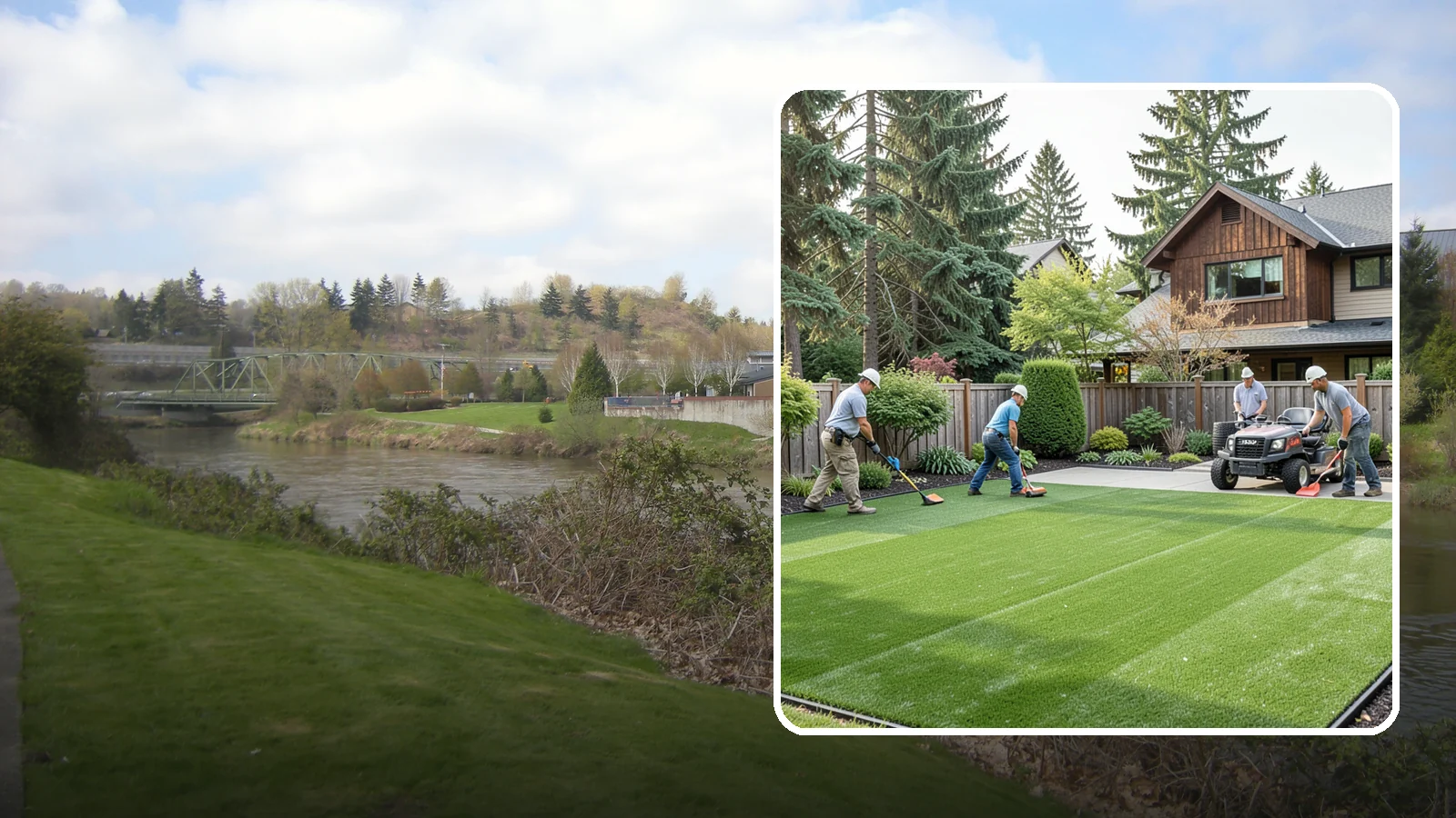 Artificial Turf Installation in Tukwila, King County, WA - Premium artificial turf that gives you a lush, green lawn year-round with no mowing, watering, or mud.