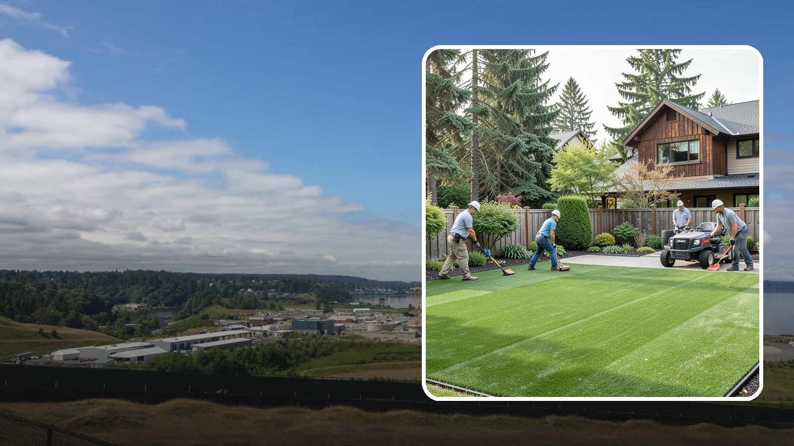 Artificial Turf Installation in University Place, Pierce County, WA - Premium artificial turf that gives you a lush, green lawn year-round with no mowing, watering, or mud.