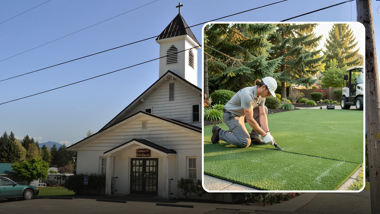 Artificial Turf Repair in Concrete, Skagit County, WA - Repair of seams, tears, worn areas, and drainage issues to restore your artificial turf to like-new.