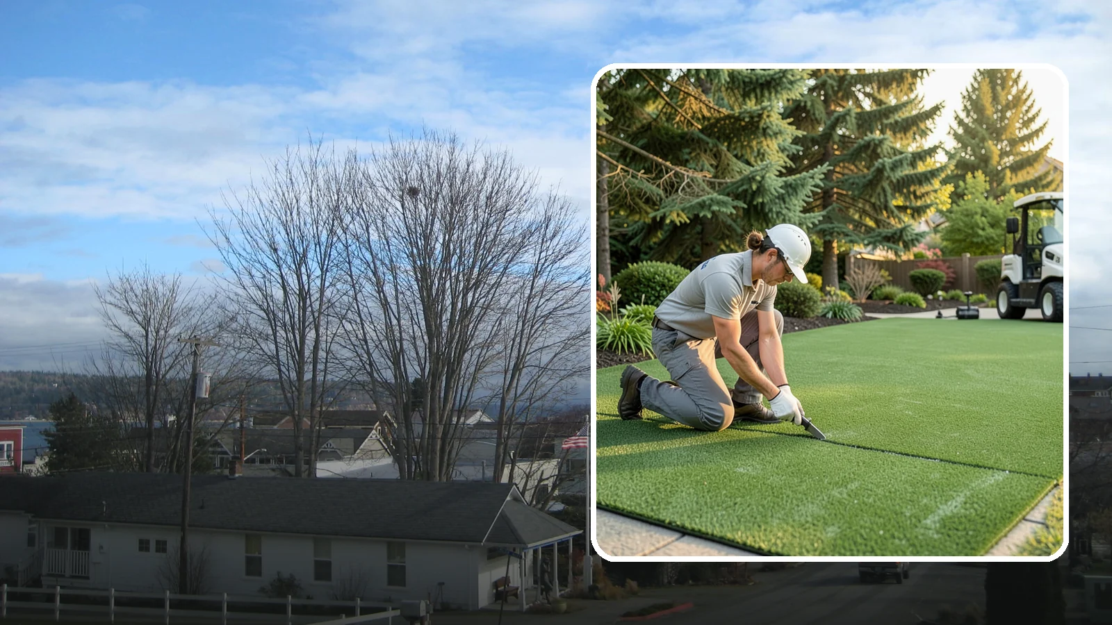 Artificial Turf Repair in Langley, Island County, WA - Repair of seams, tears, worn areas, and drainage issues to restore your artificial turf to like-new.