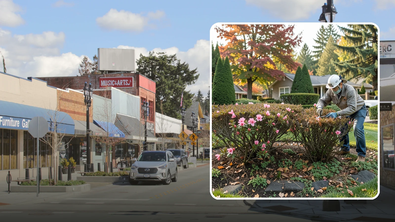 Azalea Pruning in Bothell, King County, WA - Light post-bloom shaping of evergreen and deciduous azaleas to preserve bud set and maintain a dense, tidy form.
