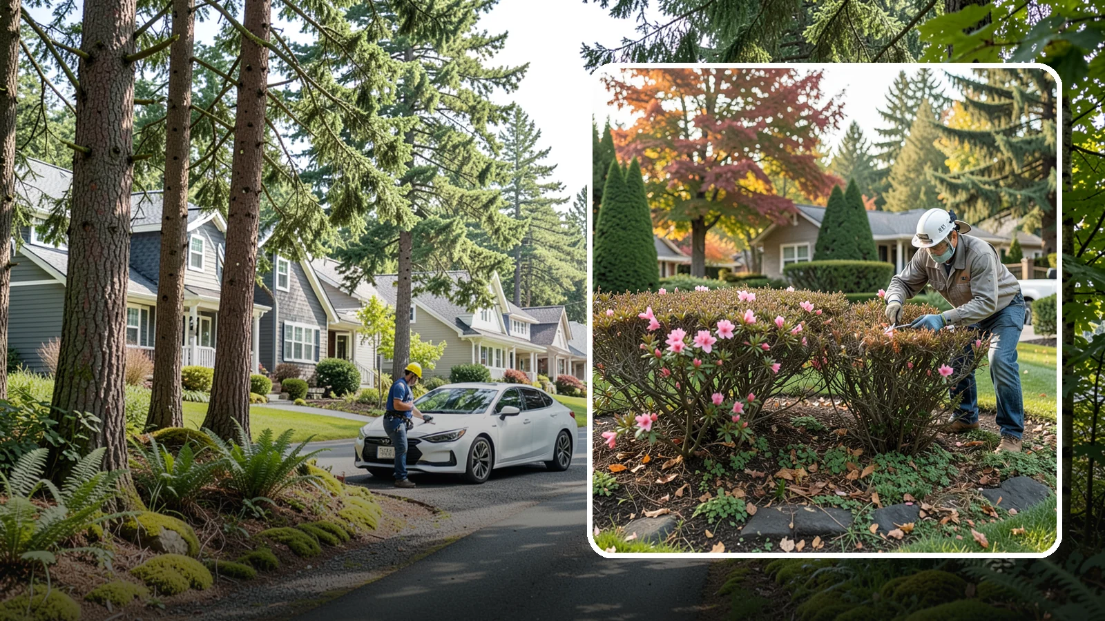 Azalea Pruning in Normandy Park, King County, WA - Light post-bloom shaping of evergreen and deciduous azaleas to preserve bud set and maintain a dense, tidy form.