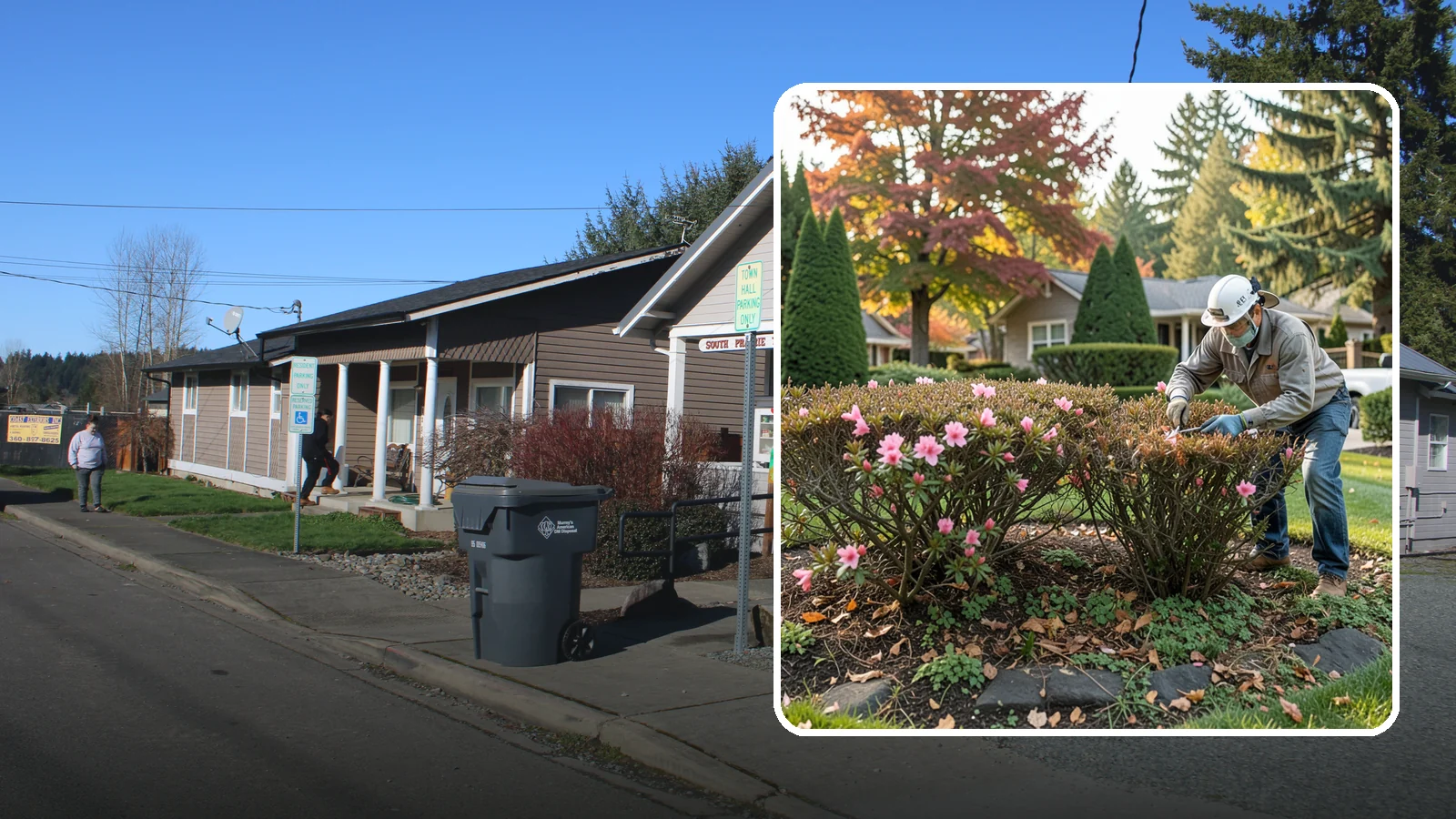 Azalea Pruning in South Prairie, Pierce County, WA - Light post-bloom shaping of evergreen and deciduous azaleas to preserve bud set and maintain a dense, tidy form.
