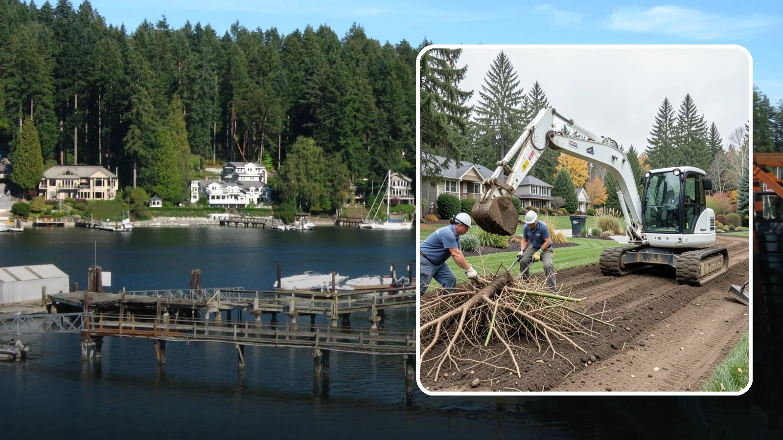 Bamboo Removal in Gig Harbor, Pierce County, WA - Full removal of invasive running bamboo, including the root and rhizome system, to stop its spread for good.