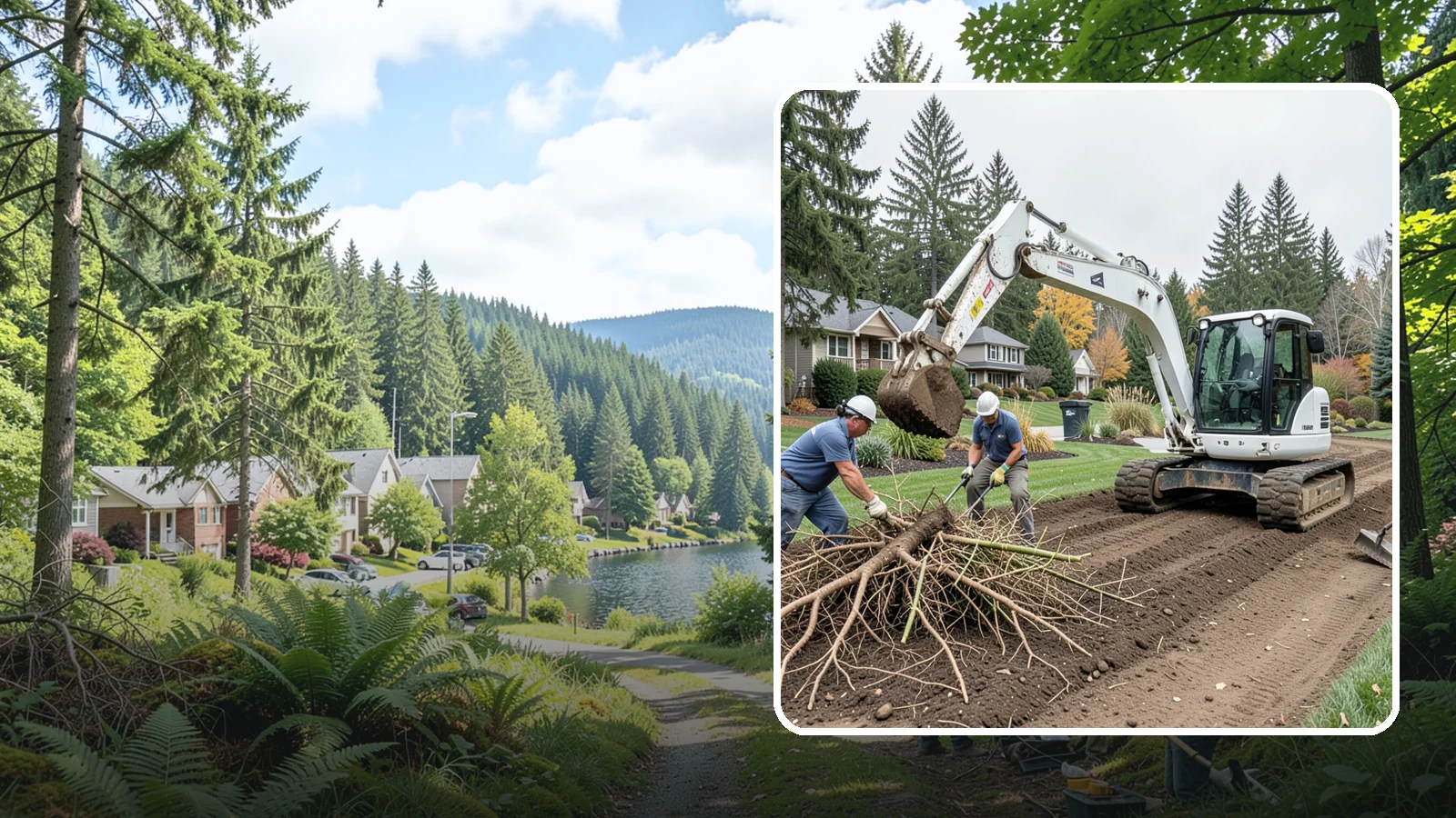 Bamboo Removal in Lake Forest Park, King County, WA - Full removal of invasive running bamboo, including the root and rhizome system, to stop its spread for good.