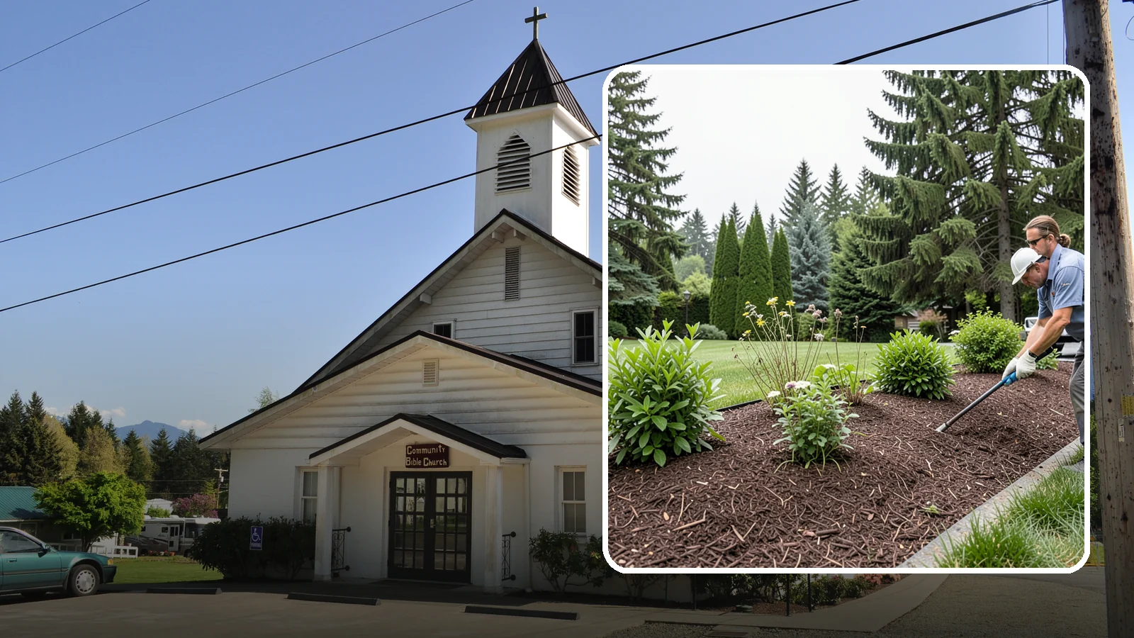Bark Installation in Concrete, Skagit County, WA - Bark mulch and beauty bark installed for a rich, uniform finish that suppresses weeds and holds moisture.