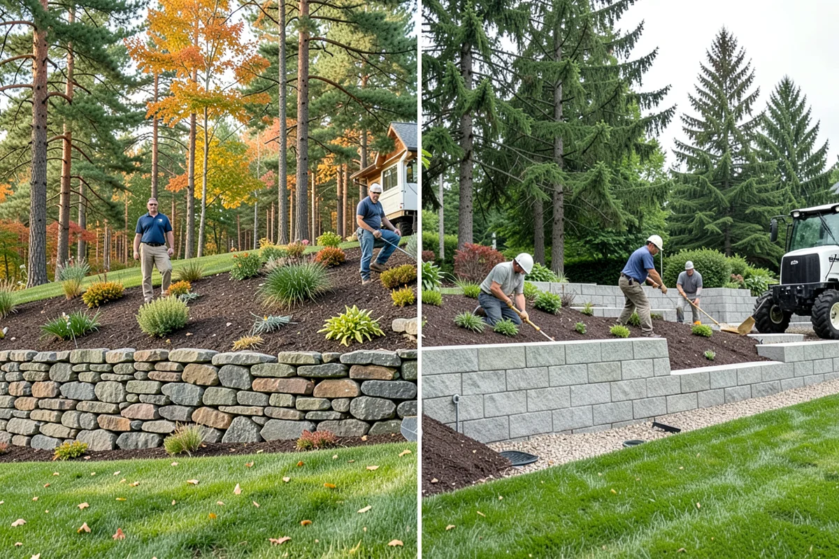 Bark Installation in Concrete, Skagit County, WA - Edge and clear the beds