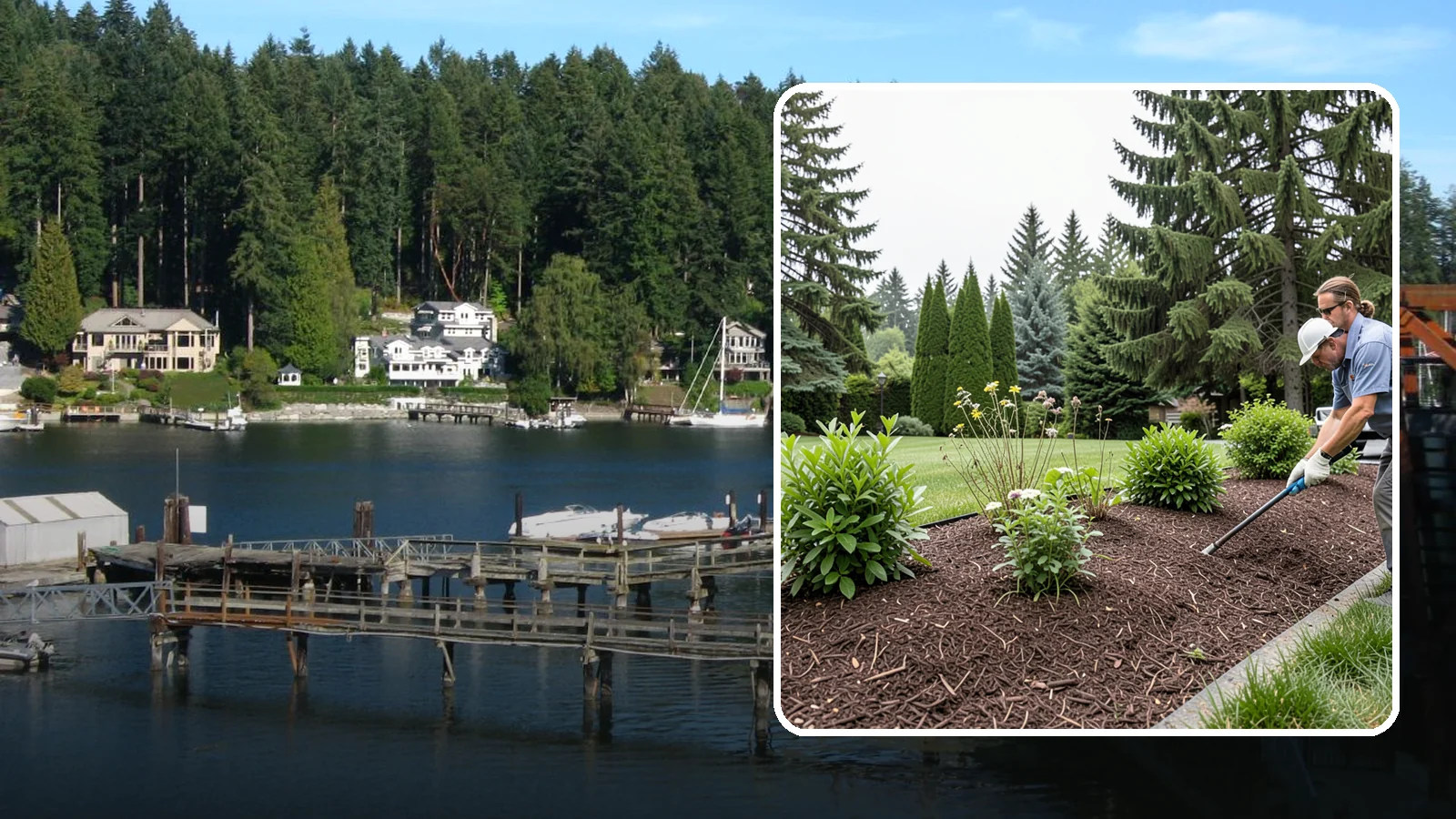 Bark Installation in Gig Harbor, Pierce County, WA - Bark mulch and beauty bark installed for a rich, uniform finish that suppresses weeds and holds moisture.