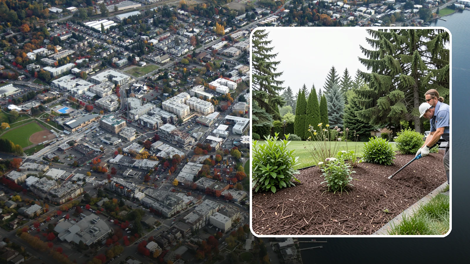 Bark Installation in Kirkland, King County, WA - Bark mulch and beauty bark installed for a rich, uniform finish that suppresses weeds and holds moisture.