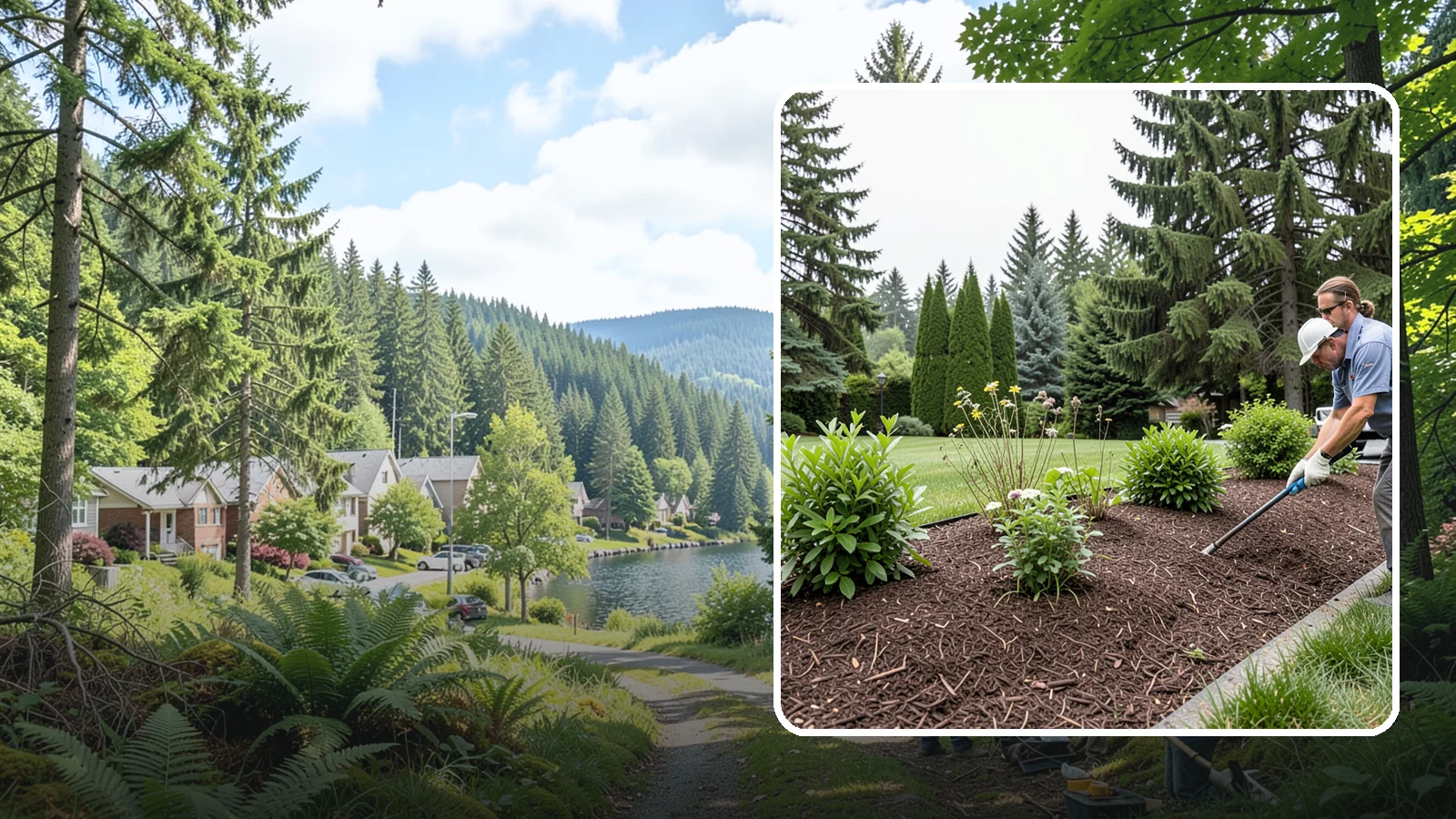 Bark Installation in Lake Forest Park, King County, WA - Bark mulch and beauty bark installed for a rich, uniform finish that suppresses weeds and holds moisture.