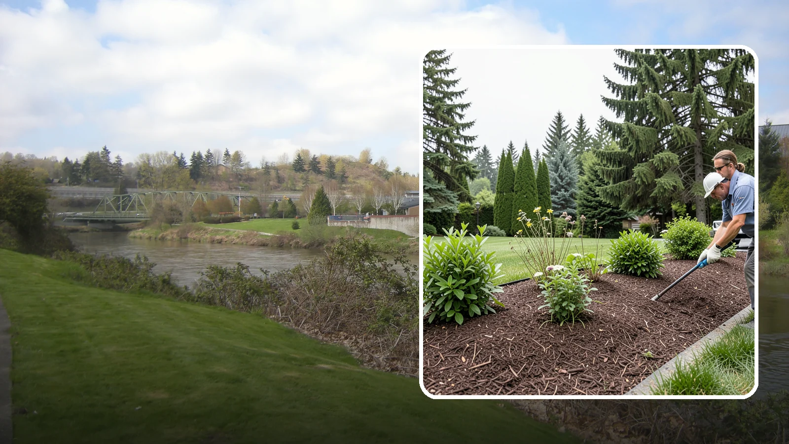 Bark Installation in Tukwila, King County, WA - Bark mulch and beauty bark installed for a rich, uniform finish that suppresses weeds and holds moisture.