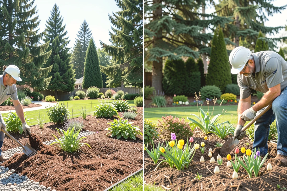 Bark Refresh in La Conner, Skagit County, WA - Rake and redistribute the existing bark to fill thin spots
