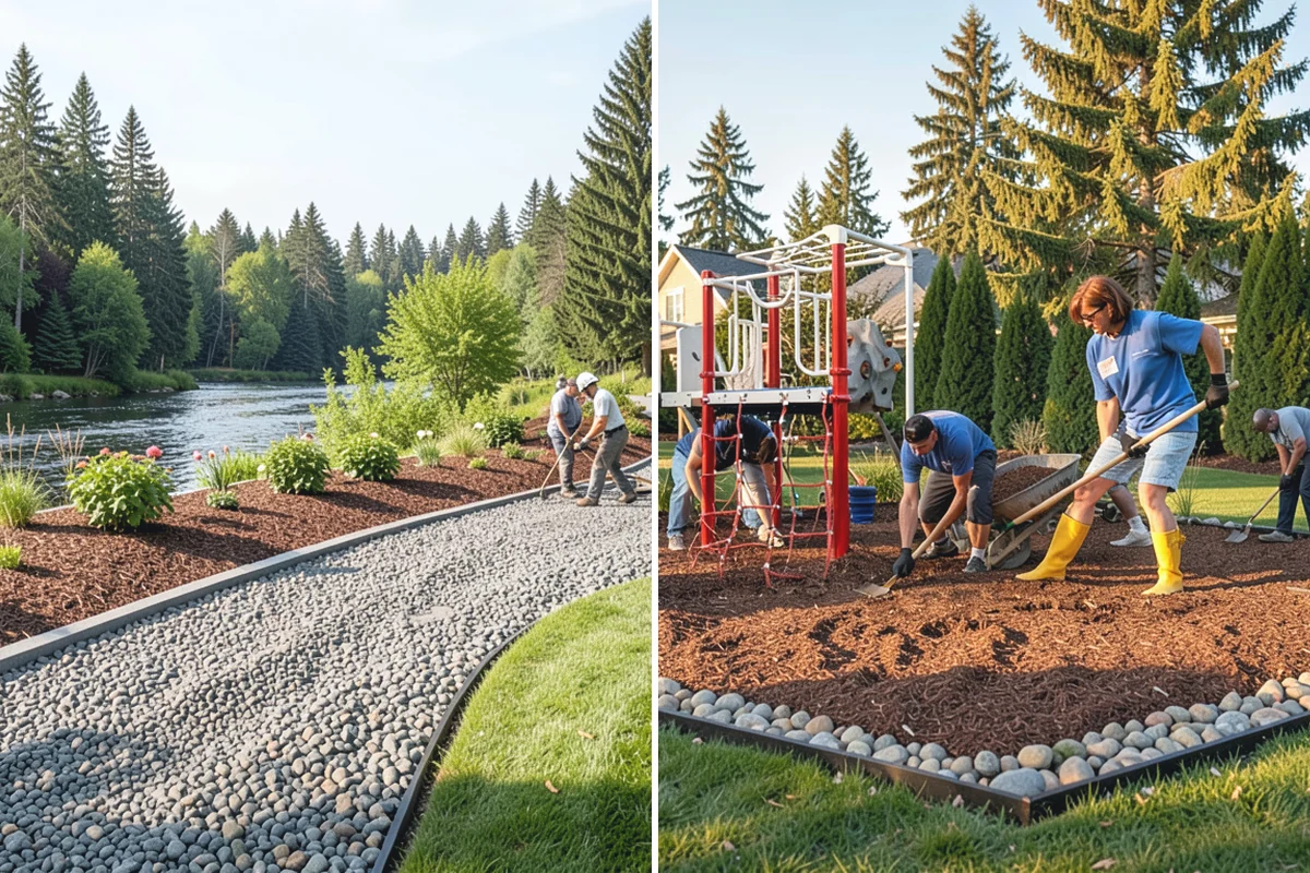 Bark Refresh in Medina, King County, WA - Rake and redistribute the existing bark to fill thin spots