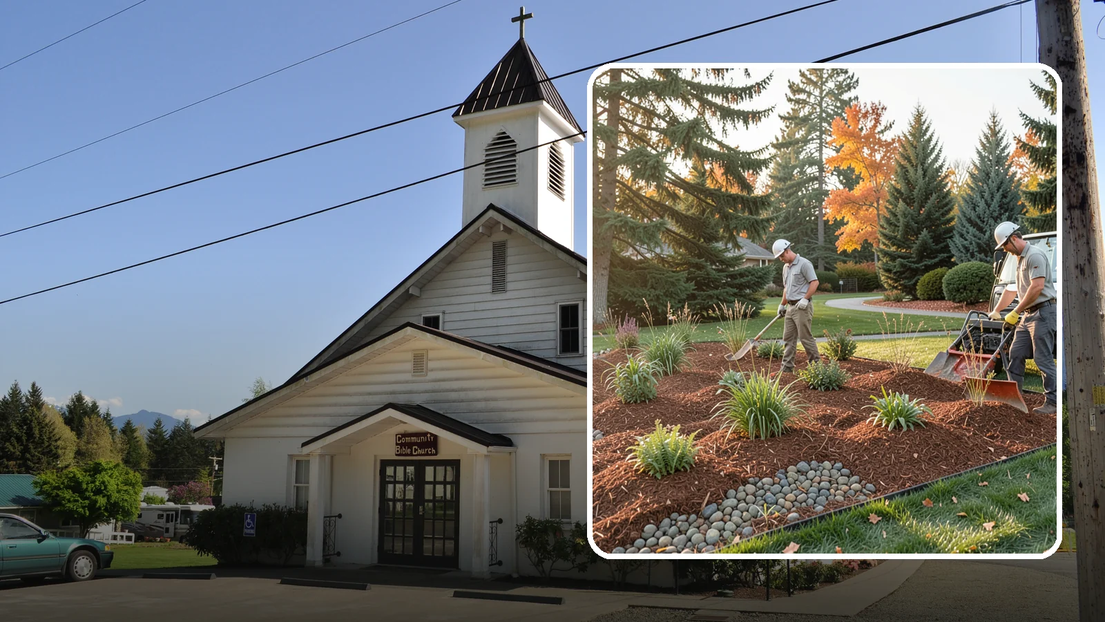 Bark Replacement in Concrete, Skagit County, WA - We strip out spent, matted bark and lay down fresh Douglas fir or hemlock bark that stands up to Puget Sound rain.