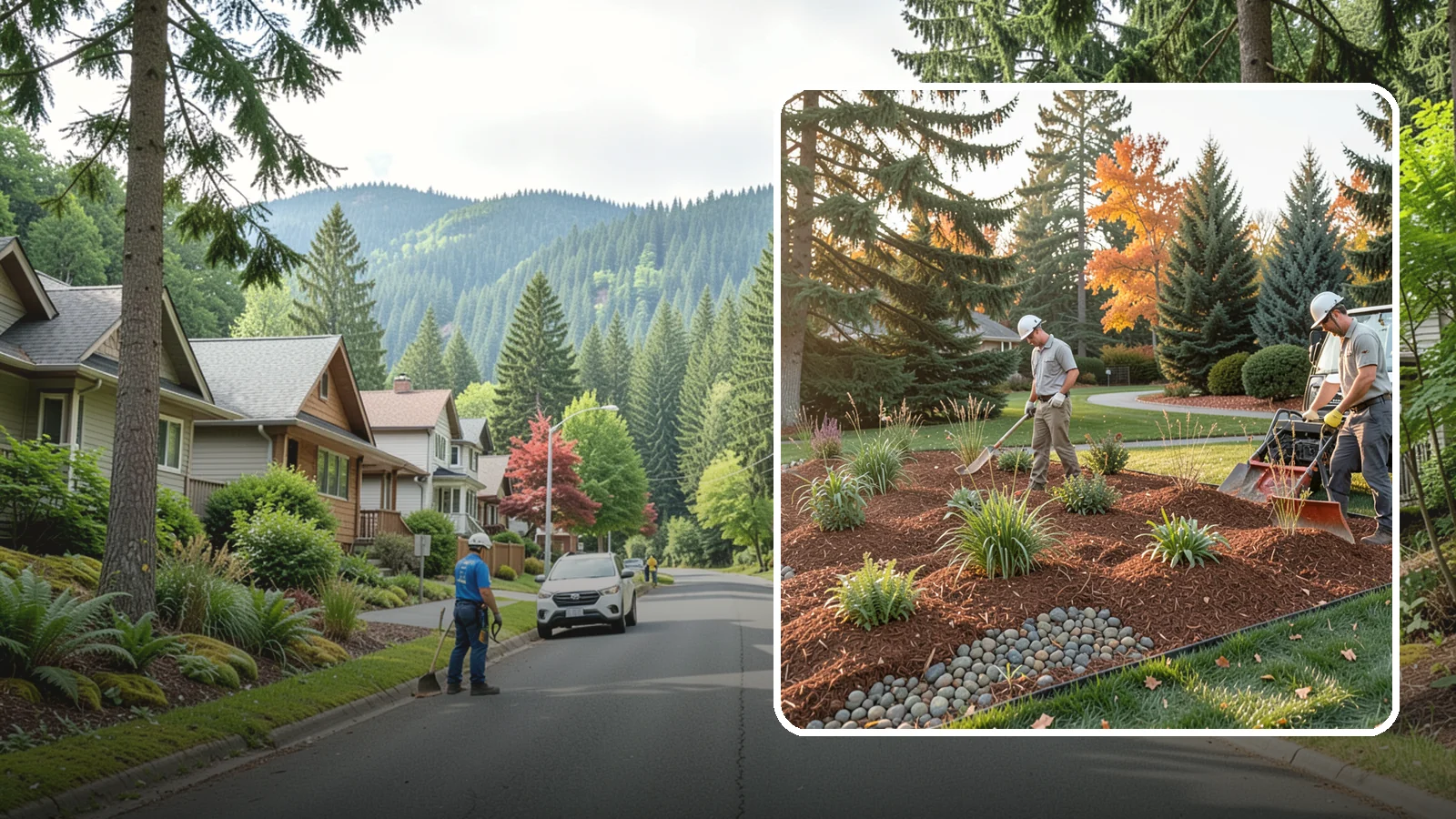 Bark Replacement in Darrington, Snohomish County, WA - We strip out spent, matted bark and lay down fresh Douglas fir or hemlock bark that stands up to Puget Sound rain.