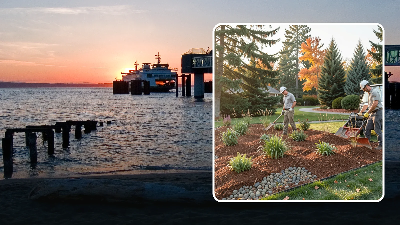 Bark Replacement in Edmonds, Snohomish County, WA - We strip out spent, matted bark and lay down fresh Douglas fir or hemlock bark that stands up to Puget Sound rain.