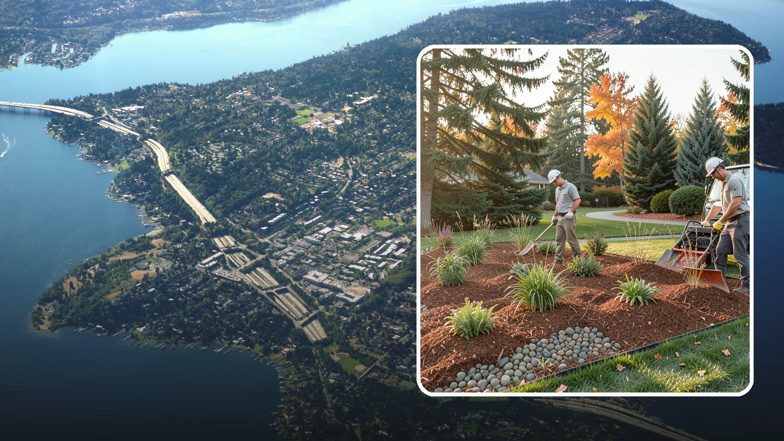 Bark Replacement in Mercer Island, King County, WA - We strip out spent, matted bark and lay down fresh Douglas fir or hemlock bark that stands up to Puget Sound rain.