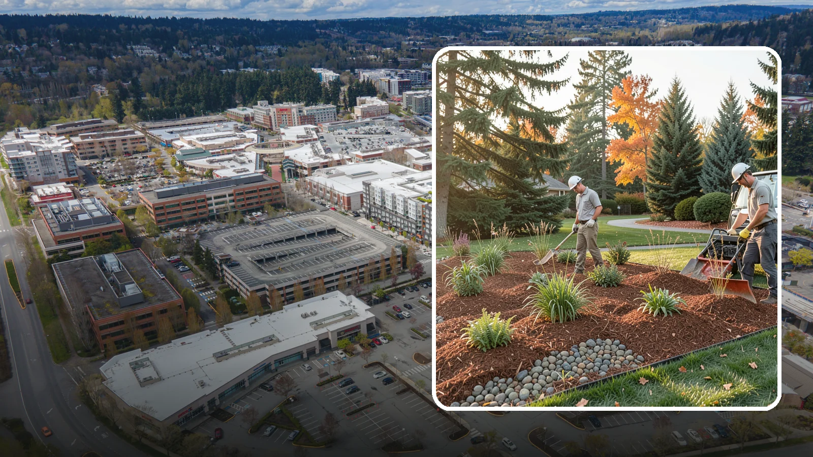 Bark Replacement in Redmond, King County, WA - We strip out spent, matted bark and lay down fresh Douglas fir or hemlock bark that stands up to Puget Sound rain.