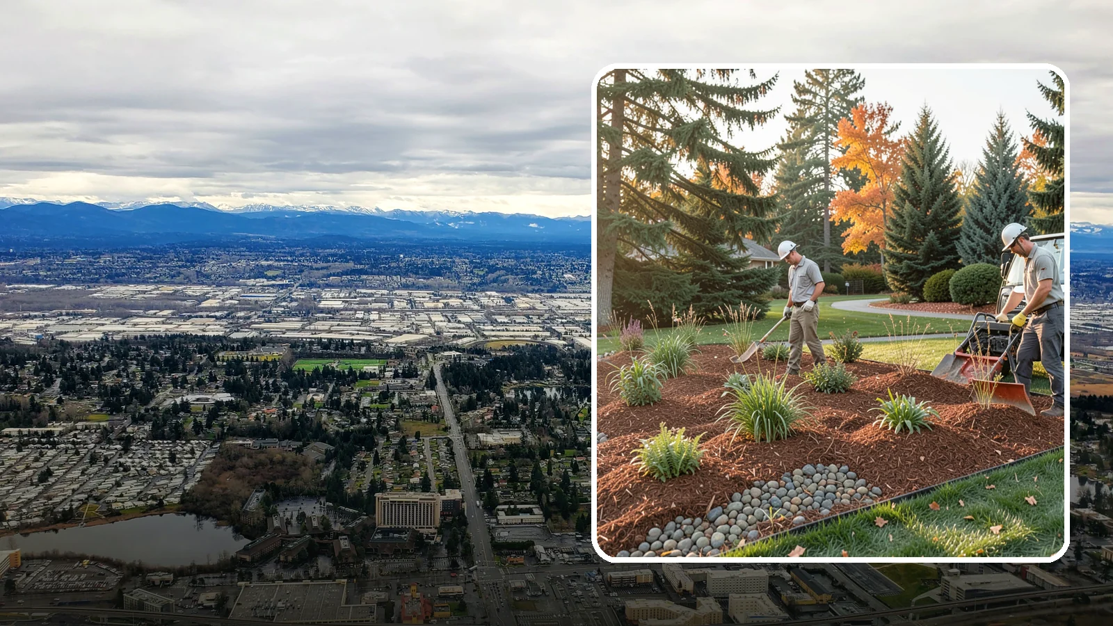 Bark Replacement in SeaTac, King County, WA - We strip out spent, matted bark and lay down fresh Douglas fir or hemlock bark that stands up to Puget Sound rain.