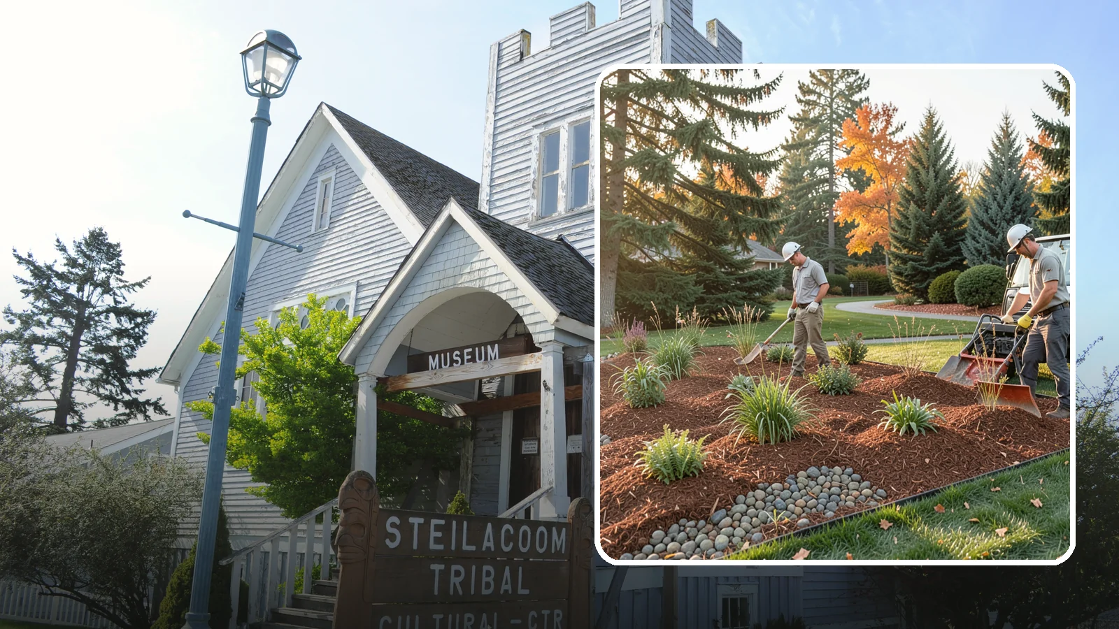 Bark Replacement in Steilacoom, Pierce County, WA - We strip out spent, matted bark and lay down fresh Douglas fir or hemlock bark that stands up to Puget Sound rain.