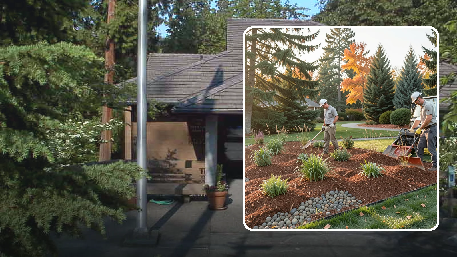 Bark Replacement in Yarrow Point, King County, WA - We strip out spent, matted bark and lay down fresh Douglas fir or hemlock bark that stands up to Puget Sound rain.