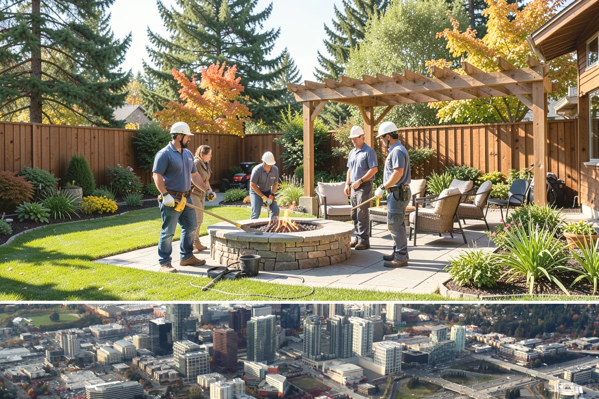 Basalt Rock Installation in Bellevue, King County, WA - Basalt can be set any time of year, though summer's firmer ground makes placing heavy boulders and columns safer and easier.