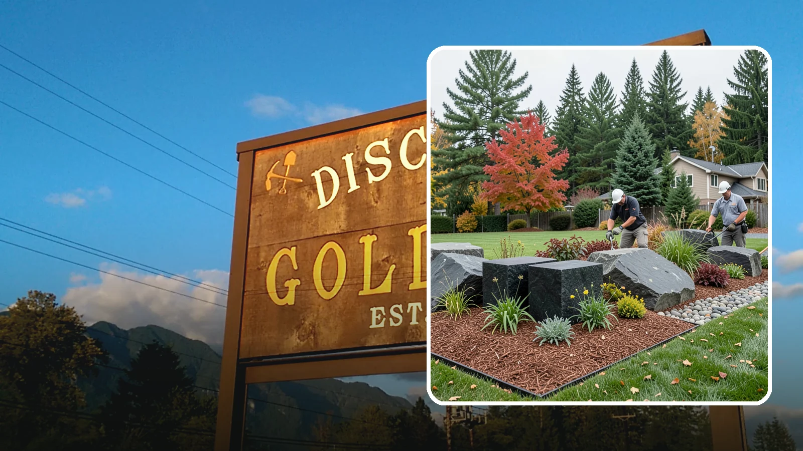 Basalt Rock Installation in Gold Bar, Snohomish County, WA - Dark, dense Northwest basalt in columns, boulders, and crushed forms for a bold, native-stone character.