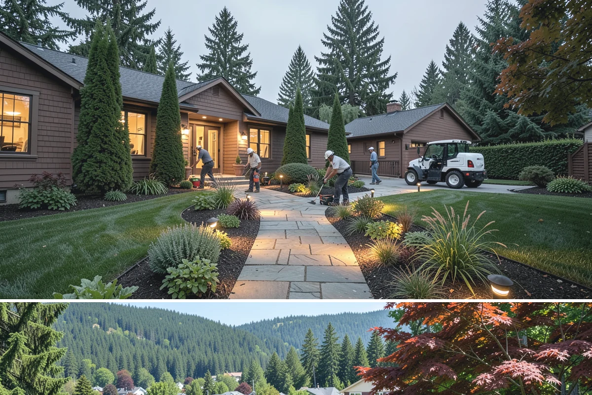 Basalt Rock Installation in Index, Snohomish County, WA - Basalt can be set any time of year, though summer's firmer ground makes placing heavy boulders and columns safer and easier.