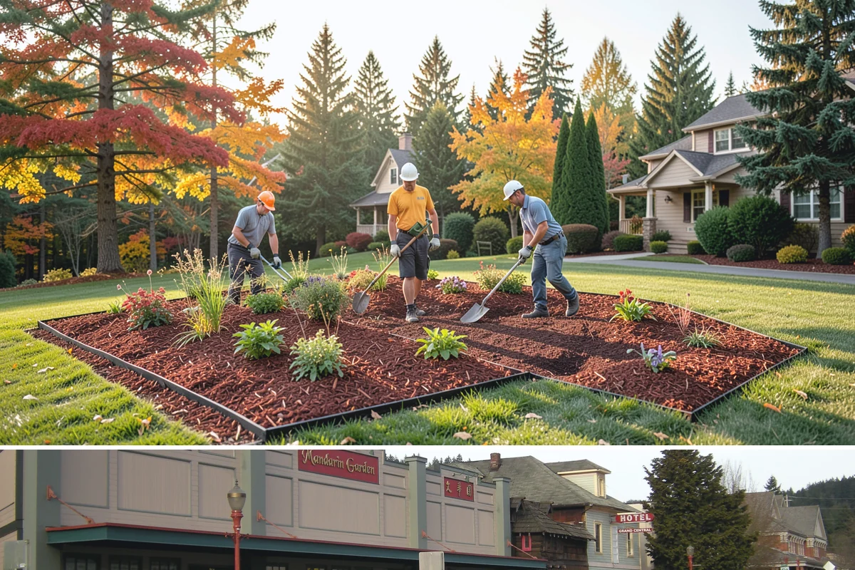 Basalt Rock Installation in Issaquah, King County, WA - Basalt can be set any time of year, though summer's firmer ground makes placing heavy boulders and columns safer and easier.
