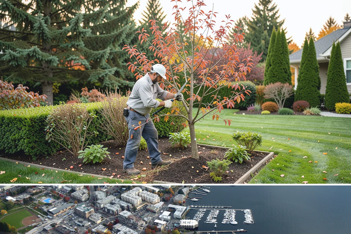 Basalt Rock Installation in Kirkland, King County, WA - Basalt can be set any time of year, though summer's firmer ground makes placing heavy boulders and columns safer and easier.