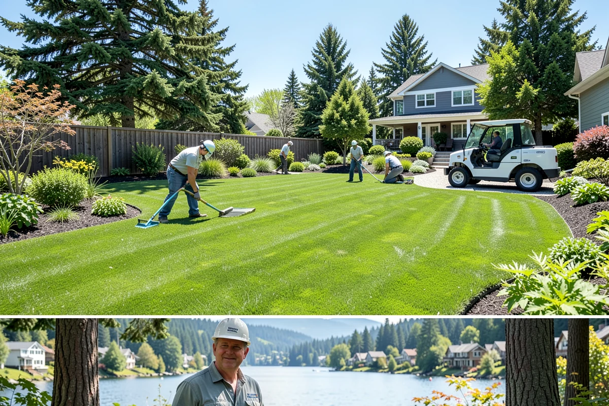 Basalt Rock Installation in Milton, King County, WA - Basalt can be set any time of year, though summer's firmer ground makes placing heavy boulders and columns safer and easier.