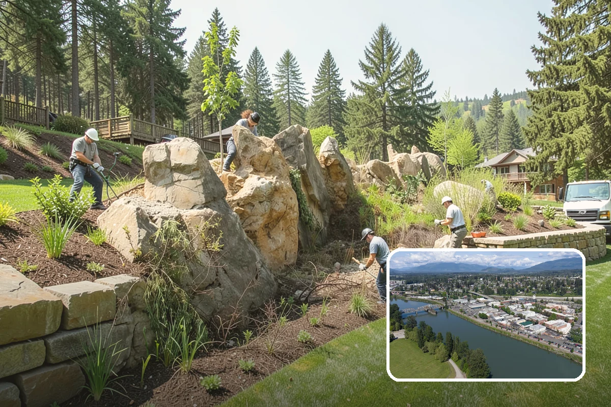 Basalt Rock Installation in Mount Vernon, Skagit County, WA - Authentic, locally sourced Northwest stone