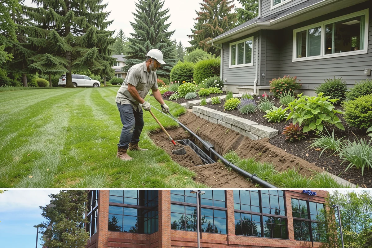 Basalt Rock Installation in Mountlake Terrace, Snohomish County, WA - Basalt can be set any time of year, though summer's firmer ground makes placing heavy boulders and columns safer and easier.