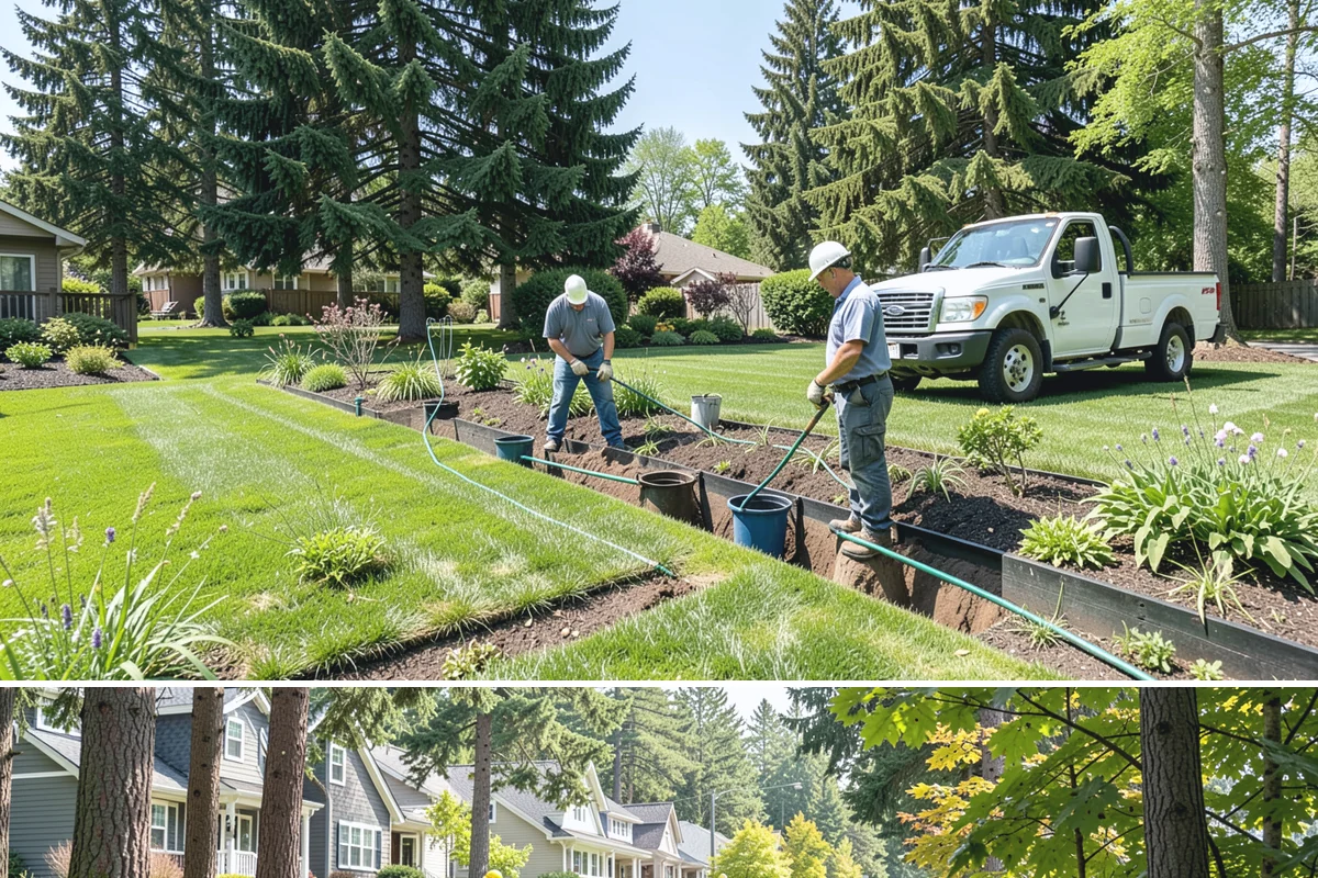 Basalt Rock Installation in Normandy Park, King County, WA - Basalt can be set any time of year, though summer's firmer ground makes placing heavy boulders and columns safer and easier.