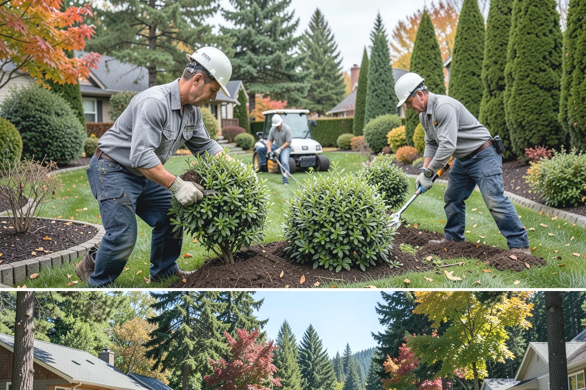 Basalt Rock Installation in Orting, Pierce County, WA - Basalt can be set any time of year, though summer's firmer ground makes placing heavy boulders and columns safer and easier.