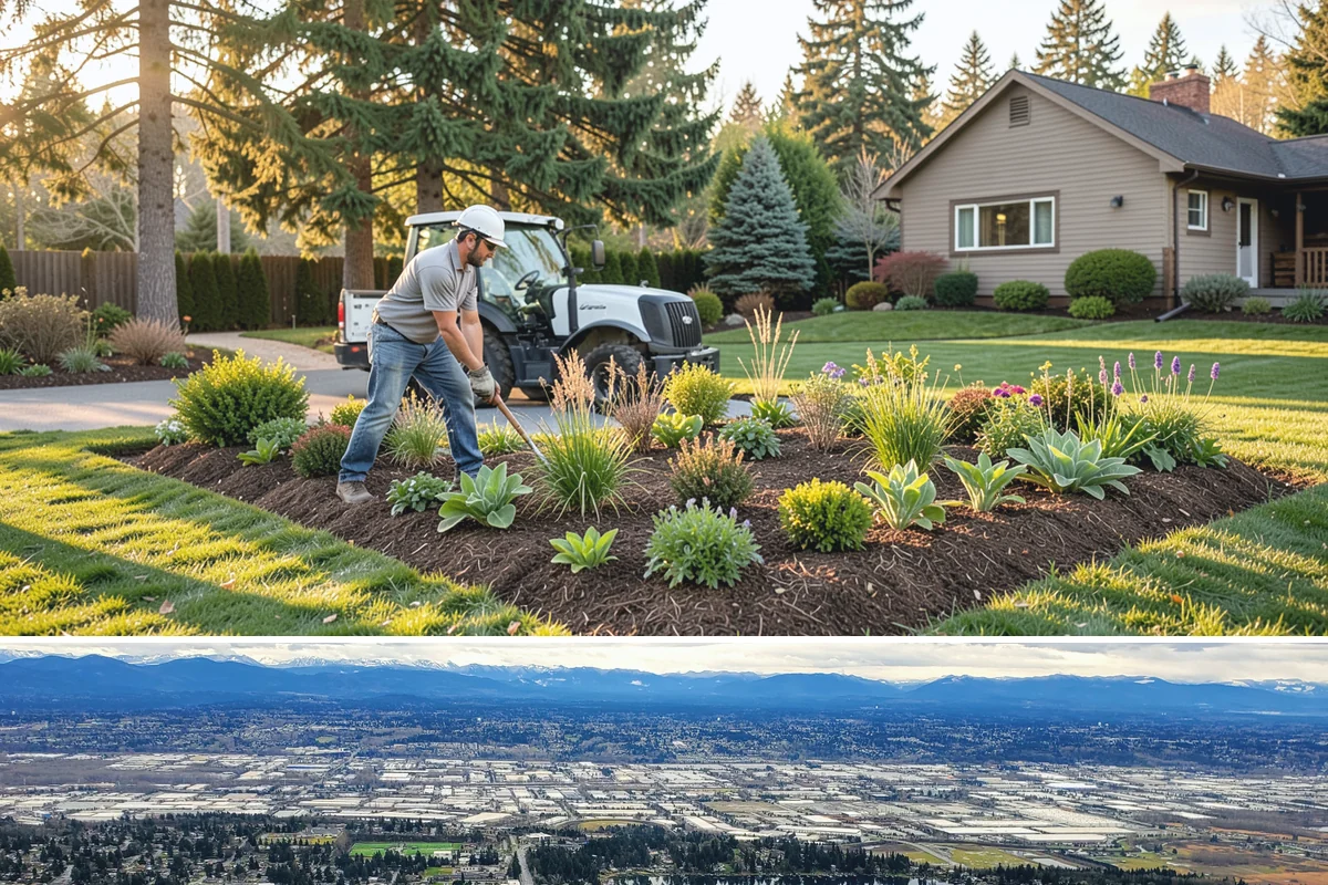 Basalt Rock Installation in SeaTac, King County, WA - Basalt can be set any time of year, though summer's firmer ground makes placing heavy boulders and columns safer and easier.