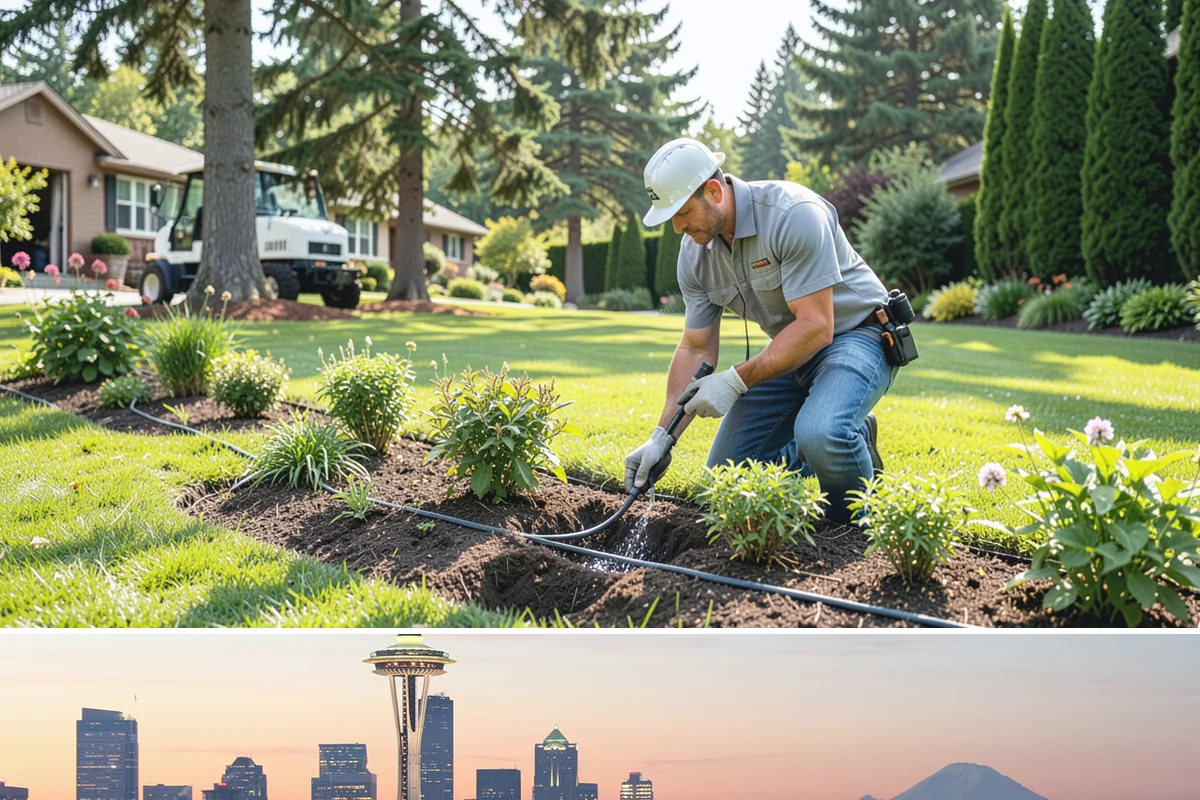 Basalt Rock Installation in Seattle, King County, WA - Basalt can be set any time of year, though summer's firmer ground makes placing heavy boulders and columns safer and easier.