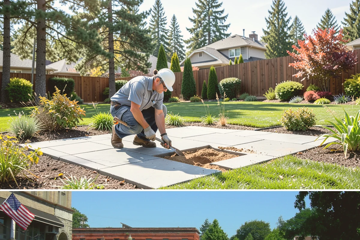 Basalt Rock Installation in Snohomish, Snohomish County, WA - Basalt can be set any time of year, though summer's firmer ground makes placing heavy boulders and columns safer and easier.
