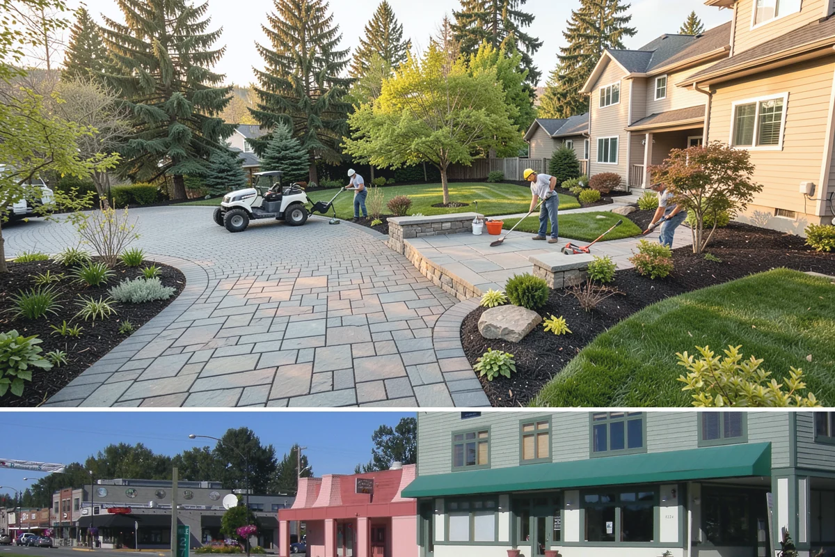Basalt Rock Installation in Snoqualmie, King County, WA - Basalt can be set any time of year, though summer's firmer ground makes placing heavy boulders and columns safer and easier.